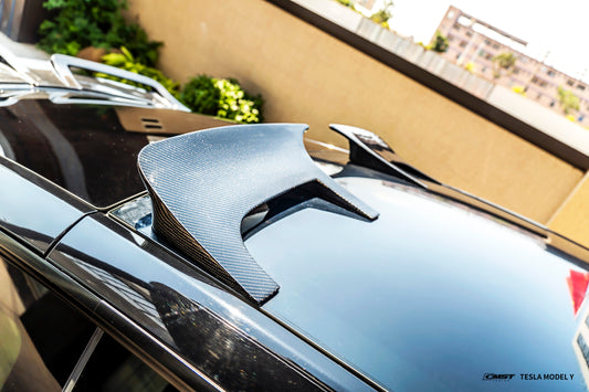 Tesla Model Y Performance AWD Long Range RWD Standard 2020 2021 2022 2023 2024 with Aftermarket Parts - Roof Spoiler FRP / Carbon Fiber from CMST Tuning
