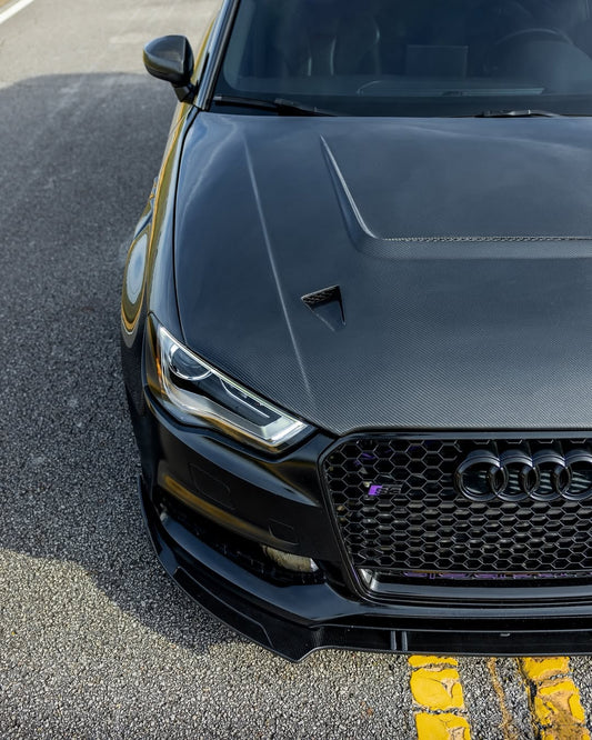 Audi RS3 S3 A3 8V / 8V.5 2014 2015 2016 2017 2018 2019 2020 with Aftermarket Parts - V4 Hood Bonnet Carbon Fiber / FRP from CMST Tuning
