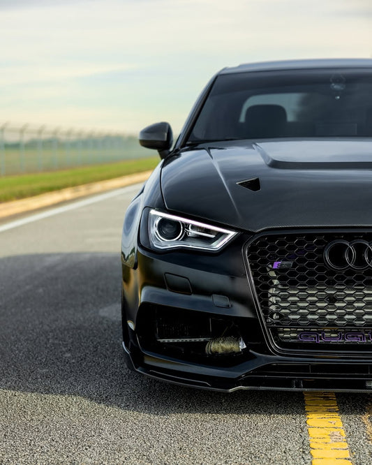 Audi RS3 S3 A3 8V / 8V.5 2014 2015 2016 2017 2018 2019 2020 with Aftermarket Parts - V4 Hood Bonnet Carbon Fiber / FRP from CMST Tuning