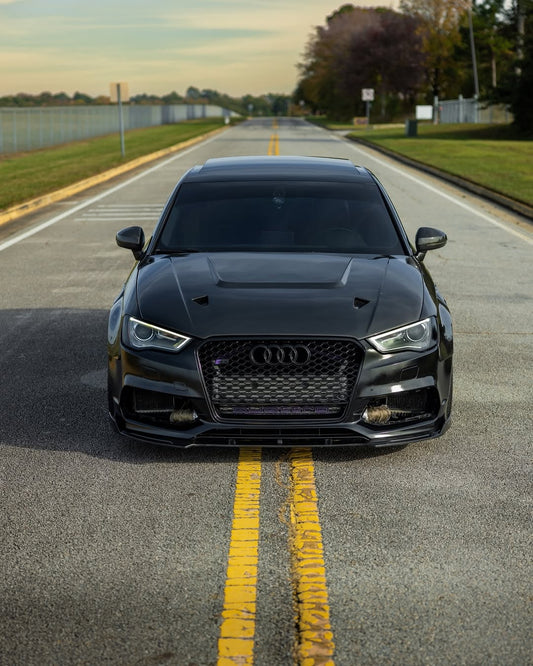 Audi RS3 S3 A3 8V / 8V.5 2014 2015 2016 2017 2018 2019 2020 with Aftermarket Parts - V4 Hood Bonnet Carbon Fiber / FRP from CMST Tuning