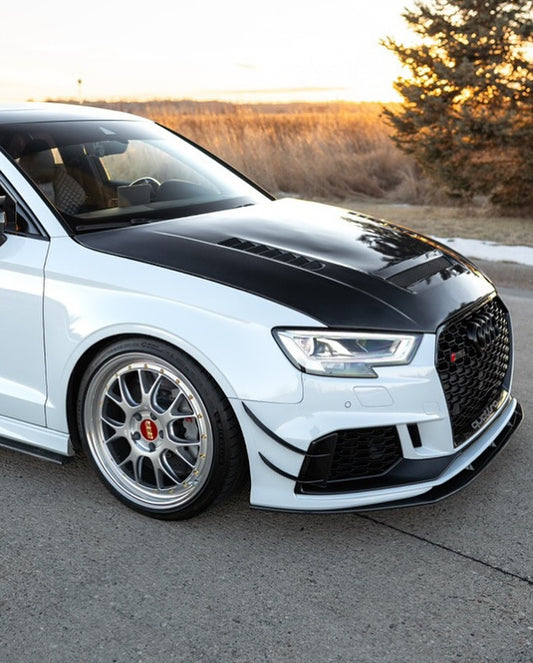 Audi RS3 S3 A3 8V / 8V.5 2014 2015 2016 2017 2018 2019 2020 with Aftermarket Parts - V2 Hood Bonnet Carbon Fiber / FRP from CMST Tuning