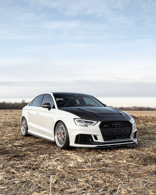 Audi RS3 S3 A3 8V / 8V.5 2014 2015 2016 2017 2018 2019 2020 with Aftermarket Parts - V2 Hood Bonnet Carbon Fiber / FRP from CMST Tuning