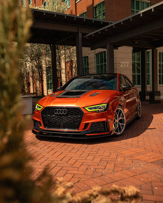 Audi RS3 S3 A3 8V / 8V.5 2014 2015 2016 2017 2018 2019 2020 with Aftermarket Parts - V3 Hood Bonnet Carbon Fiber / FRP from CMST Tuning