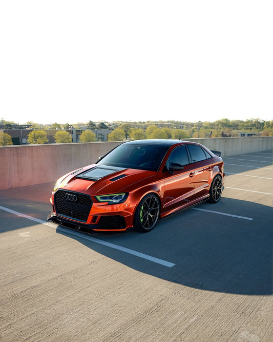 Audi RS3 S3 A3 8V / 8V.5 2014 2015 2016 2017 2018 2019 2020 with Aftermarket Parts - V3 Hood Bonnet Carbon Fiber / FRP from CMST Tuning