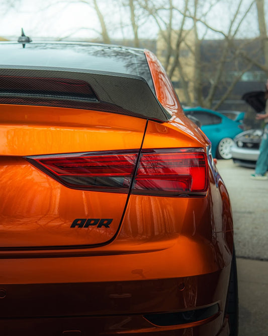 Audi RS3 S3 A3 8V/8V.5 2014 2015 2016 2017 2018 2019 2020 with Aftermarket Parts - V2 Style Rear Spoiler Carbon Fiber from CMST Tuning