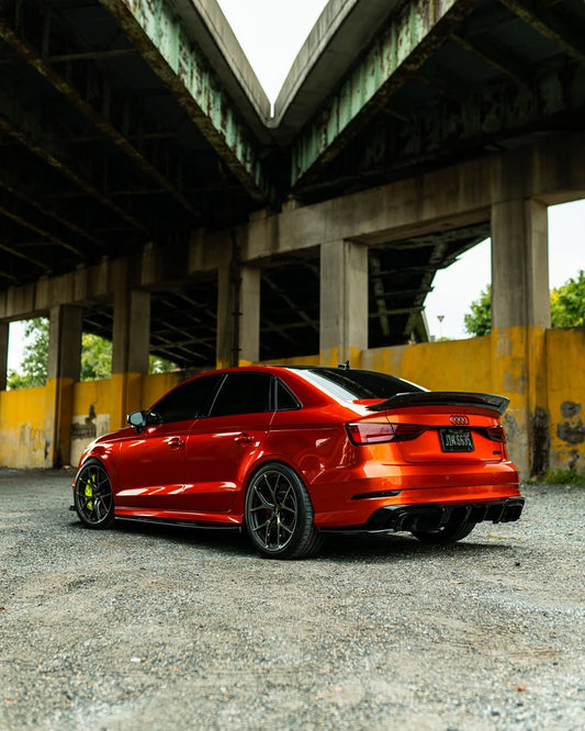 Audi RS3 S3 A3 8V/8V.5 2014 2015 2016 2017 2018 2019 2020 with Aftermarket Parts - V2 Style Rear Spoiler Carbon Fiber from CMST Tuning