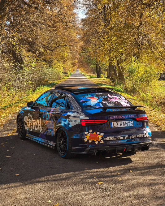 Audi RS3 S3 A3 8V/8V.5 2014 2015 2016 2017 2018 2019 2020 with Aftermarket Parts - V3 Style Rear Spoiler Wing Carbon Fiber from CMST Tuning