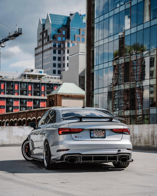 Audi RS3 S3 A3 8V/8V.5 2014 2015 2016 2017 2018 2019 2020 with Aftermarket Parts - V3 Style Rear Spoiler Wing Carbon Fiber from CMST Tuning