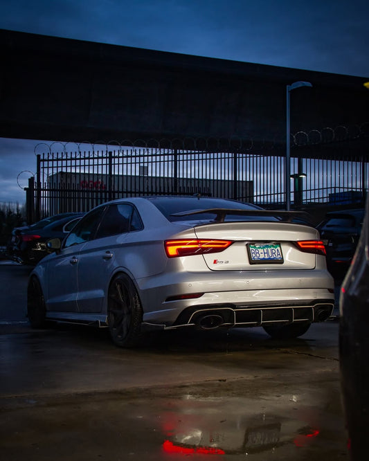 Audi RS3 S3 A3 8V/8V.5 2014 2015 2016 2017 2018 2019 2020 with Aftermarket Parts - V3 Style Rear Spoiler Wing Carbon Fiber from CMST Tuning