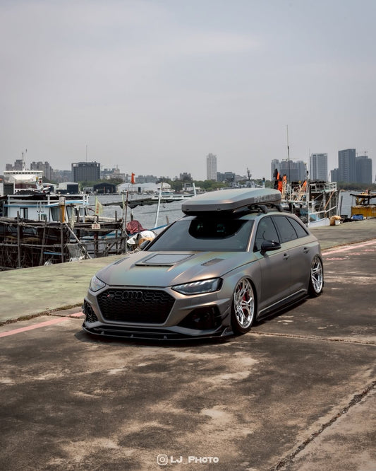 Audi RS4 2018-ON & S4 / A4 / A4 Allroad / A4 Avant B9 B9.5 2017-ON with Aftermarket Parts - V1 Tempered Glass Transparent Style Hood Bonnet Carbon Fiber / FRP from CMST Tuning