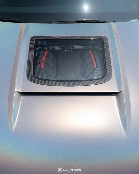 Audi RS4 2018-ON & S4 / A4 / A4 Allroad / A4 Avant B9 B9.5 2017-ON with Aftermarket Parts - V1 Tempered Glass Transparent Style Hood Bonnet Carbon Fiber / FRP from CMST Tuning