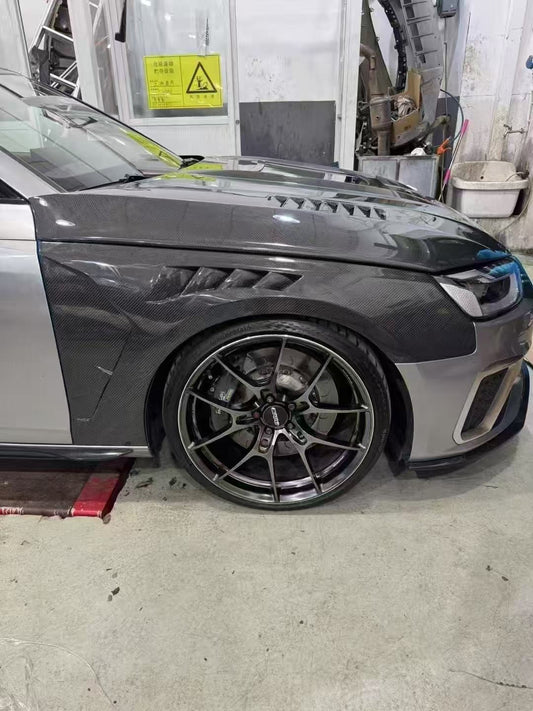 Audi S4 A4 B9.5 2020-ON with Aftermarket Parts - Real Front Fenders Carbon Fiber from CMST Tuning