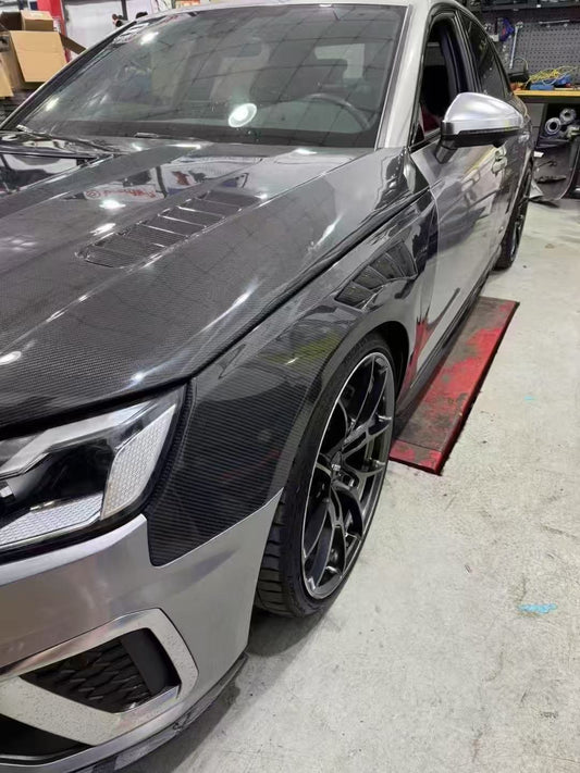 Audi S4 A4 B9.5 2020-ON with Aftermarket Parts - Real Front Fenders Carbon Fiber from CMST Tuning