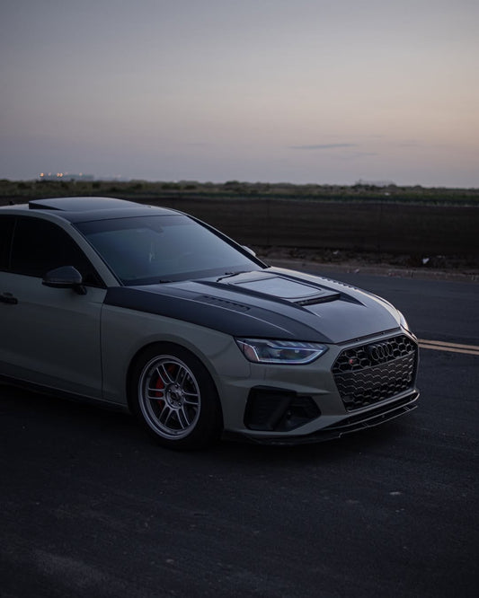 Audi RS4 2018-ON & S4 / A4 / A4 Allroad / A4 Avant B9 B9.5 2017-ON with Aftermarket Parts - V1 Tempered Glass Transparent Style Hood Bonnet Carbon Fiber / FRP from CMST Tuning
