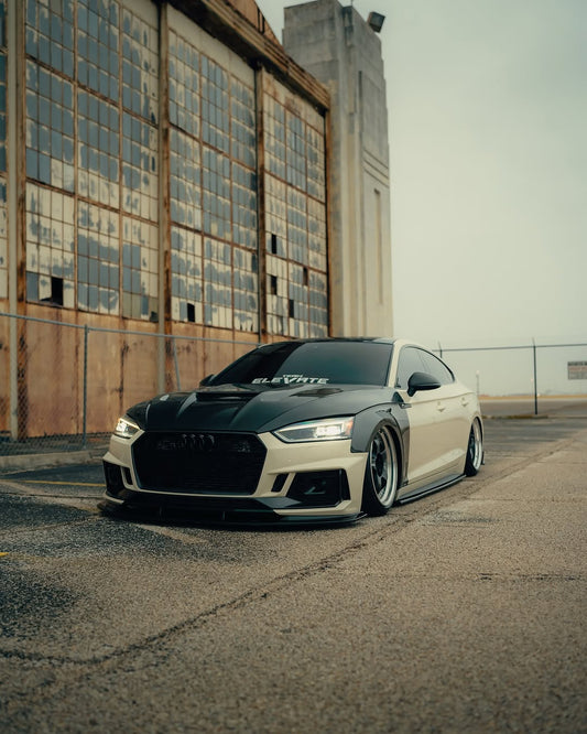 Audi RS5 S5 A5 B9 B9.5 2017-ON with Aftermarket Parts - V2 Tempered Glass Transparent Hood Bonnet Carbon Fiber / FRP from CMST Tuning