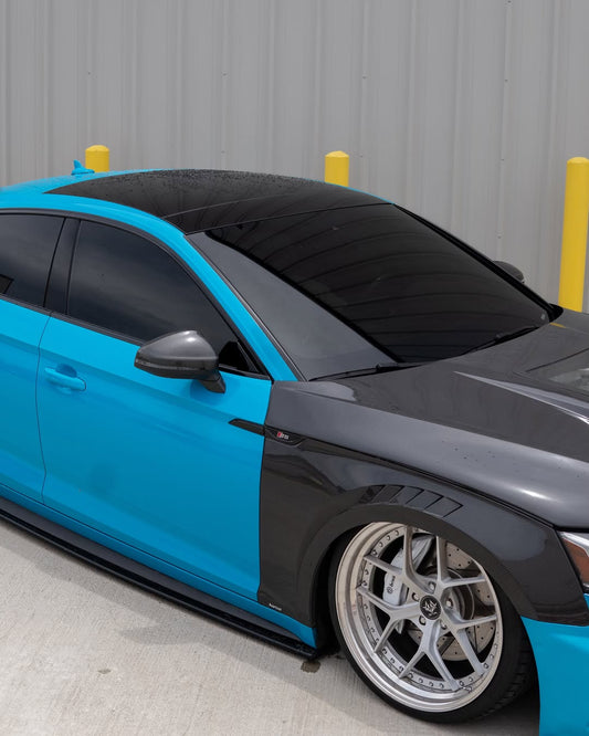 Audi RS5 S5 A5 B9 B9.5 2017-ON with Aftermarket Parts - V2 Tempered Glass Transparent Hood Bonnet Carbon Fiber / FRP from CMST Tuning