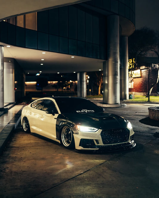 Audi RS5 S5 A5 B9 B9.5 2017-ON with Aftermarket Parts - V2 Tempered Glass Transparent Hood Bonnet Carbon Fiber / FRP from CMST Tuning