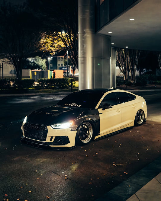 Audi RS5 S5 A5 B9 B9.5 2017-ON with Aftermarket Parts - V2 Tempered Glass Transparent Hood Bonnet Carbon Fiber / FRP from CMST Tuning