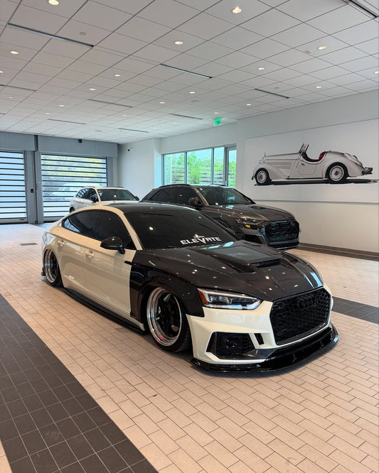 Audi RS5 S5 A5 B9 B9.5 2017-ON with Aftermarket Parts - V2 Tempered Glass Transparent Hood Bonnet Carbon Fiber / FRP from CMST Tuning