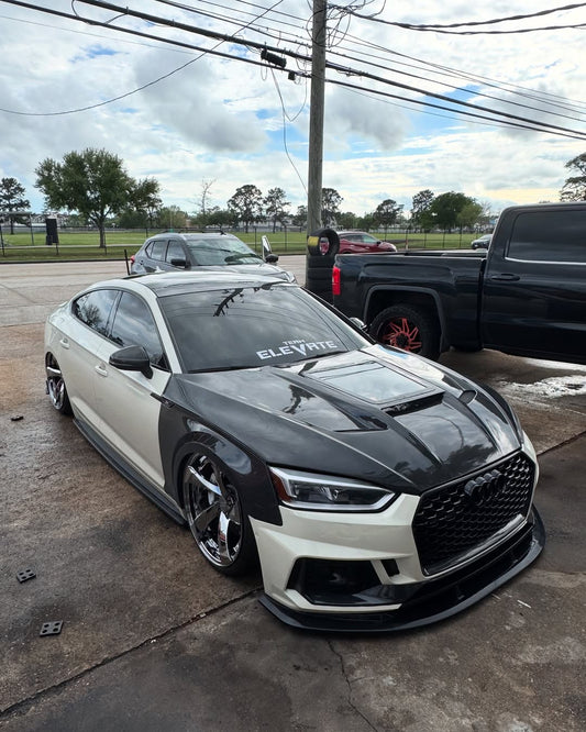 Audi RS5 S5 A5 B9 B9.5 2017-ON with Aftermarket Parts - V2 Tempered Glass Transparent Hood Bonnet Carbon Fiber / FRP from CMST Tuning