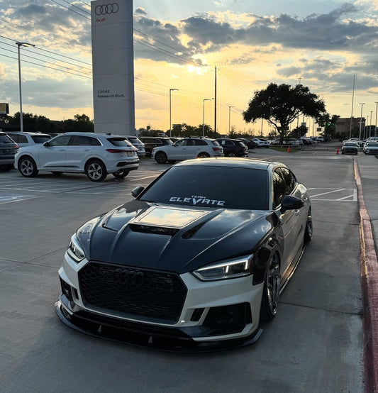 Audi RS5 S5 A5 B9 B9.5 2017-ON with Aftermarket Parts - V2 Tempered Glass Transparent Hood Bonnet Carbon Fiber / FRP from CMST Tuning