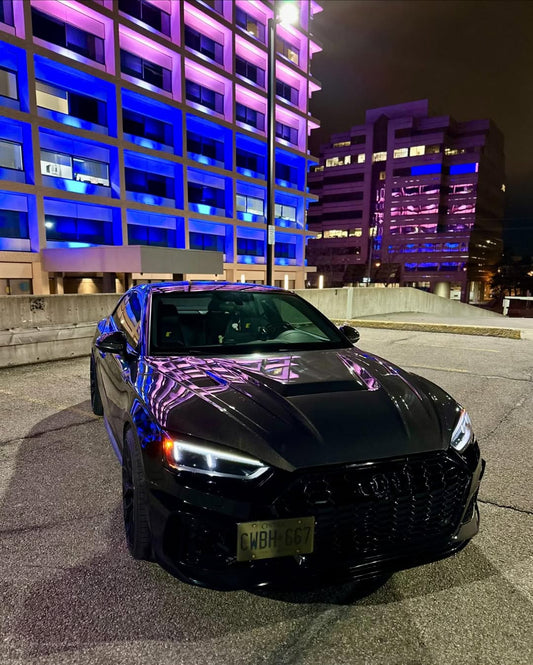 Audi RS5 S5 A5 B9 B9.5 2017-ON with Aftermarket Parts - V2 Tempered Glass Transparent Hood Bonnet Carbon Fiber / FRP from CMST Tuning