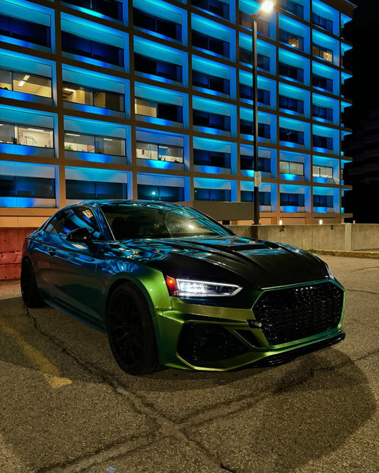 Audi RS5 S5 A5 B9 B9.5 2017-ON with Aftermarket Parts - V2 Tempered Glass Transparent Hood Bonnet Carbon Fiber / FRP from CMST Tuning