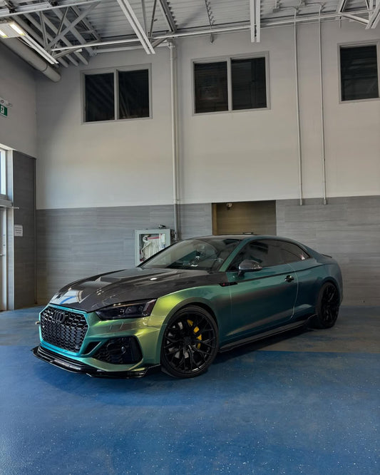 Audi RS5 S5 A5 B9 B9.5 2017-ON with Aftermarket Parts - V2 Tempered Glass Transparent Hood Bonnet Carbon Fiber / FRP from CMST Tuning