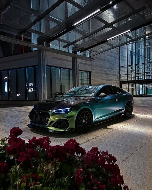 Audi RS5 S5 A5 B9 B9.5 2017-ON with Aftermarket Parts - V2 Tempered Glass Transparent Hood Bonnet Carbon Fiber / FRP from CMST Tuning