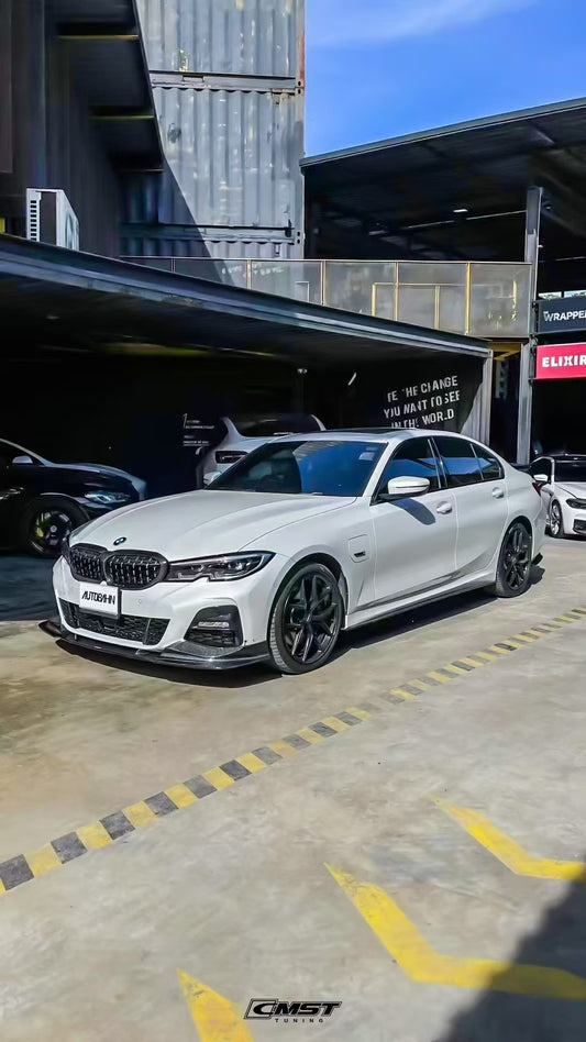 BMW 3 Series 330i M340i G20 G21 Pre-LCI 2020 2021 2022 (fitment for 330i requires M-Sport package bumper) with Aftermarket Parts - Side Skirts Carbon Fiber / FRP from CMST Tuning