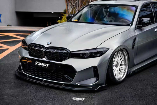 BMW 3 Series 330i M340i G20 G21 LCI 2023 2024 (fitment for 330i requires M-Sport package bumper) with Aftermarket Parts - Front Lip Pre-preg Carbon Fiber / FRP from CMST Tuning