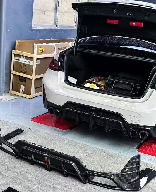BMW 3 Series 330i M340i G20 G21 LCI 2023 2024 (fitment for 330i requires M-Sport package bumper) with Aftermarket Parts - Rear Diffuser Pre-preg Carbon Fiber / FRP from CMST Tuning