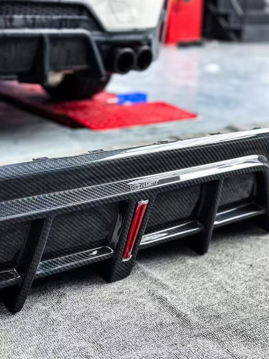 BMW 3 Series 330i M340i G20 G21 LCI 2023 2024 (fitment for 330i requires M-Sport package bumper) with Aftermarket Parts - Rear Diffuser Pre-preg Carbon Fiber / FRP from CMST Tuning