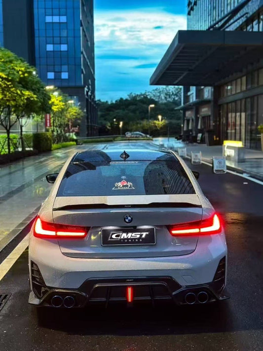 BMW 3 Series 330i M340i G20 G21 LCI 2023 2024 (fitment for 330i requires M-Sport package bumper) with Aftermarket Parts - Rear Diffuser Pre-preg Carbon Fiber / FRP from CMST Tuning