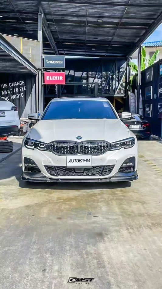 BMW 3 Series 330i M340i G20 G21 Pre-LCI 2020 2021 2022 (fitment for 330i requires M-Sport package bumper) with Aftermarket Parts - Front Lip Carbon Fiber / FRP from CMST Tuning
