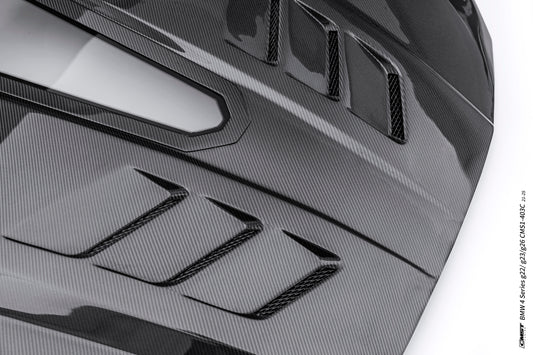 BMW 4 Series M440 430 G22 G23 2020-ON & 4 Series M440 430 G26 2020-ON with Aftermarket Parts - HORIZON V4 Tempered Glass Clearview Hood Carbon Fiber / FRP from CMST Tuning