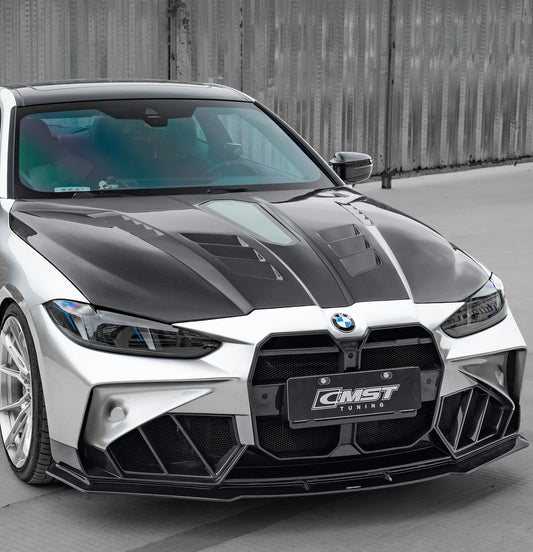 BMW 4 Series M440 430 G22 G23 2020-ON & 4 Series M440 430 G26 2020-ON with Aftermarket Parts - HORIZON V4 Tempered Glass Clearview Hood Carbon Fiber / FRP from CMST Tuning