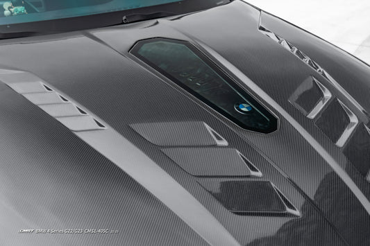 BMW 4 Series M440 430 G22 G23 2020-ON & 4 Series M440 430 G26 2020-ON with Aftermarket Parts - HORIZON V4 Tempered Glass Clearview Hood Carbon Fiber / FRP from CMST Tuning