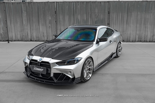 BMW 4 Series M440 430 G22 G23 2020-ON & 4 Series M440 430 G26 2020-ON with Aftermarket Parts - HORIZON V4 Tempered Glass Clearview Hood Carbon Fiber / FRP from CMST Tuning