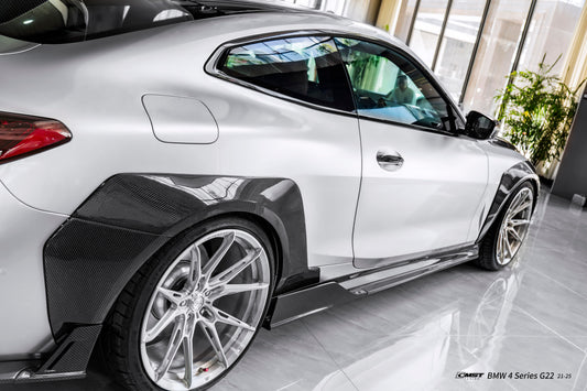 BMW 4 Series M440 430 G22 G23 2020-ON (Sport Version Only) with Aftermarket Parts - HORIZON Side Skirts Dry Pre-preg Carbon Fiber / FRP from CMST Tuning