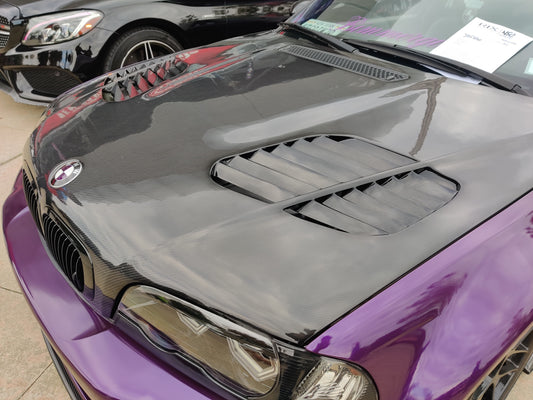 BMW E46 2 Door 2001 2002 2003 2004 2005 2006 with Aftermarket Parts - Hood Bonnet Carbon Fiber / FRP from CMST Tuning