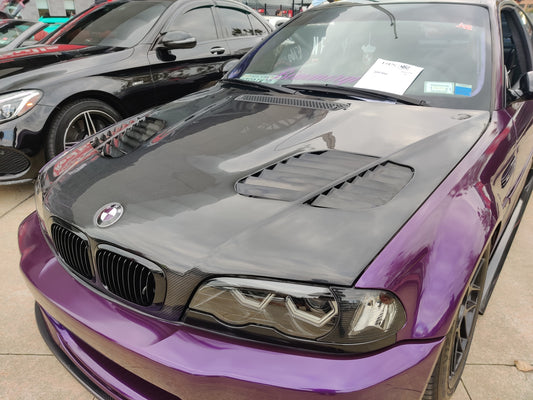 BMW E46 2 Door 2001 2002 2003 2004 2005 2006 with Aftermarket Parts - Hood Bonnet Carbon Fiber / FRP from CMST Tuning