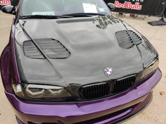 BMW E46 2 Door 2001 2002 2003 2004 2005 2006 with Aftermarket Parts - Hood Bonnet Carbon Fiber / FRP from CMST Tuning