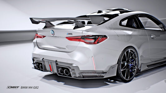 BMW M3CS M3C M3 G80 G81 2021-ON & M4CS M4C M4 G82 G83 2021-ON with Aftermarket Parts - V2 Style Rear Diffuser & Canards Dry Pre-preg Carbon Fiber / FRP from CMST Tuning