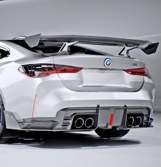 BMW M3CS M3C M3 G80 G81 2021-ON & M4CS M4C M4 G82 G83 2021-ON with Aftermarket Parts - V2 Style Rear Diffuser & Canards Dry Pre-preg Carbon Fiber / FRP from CMST Tuning