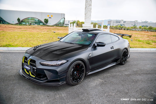 BMW M3CS M3C M3 G80 G81 2021-ON & M4CS M4C M4 G82 G83 2021-ON with CMST Tuning's Aftermarket Parts - Front Lip V3 Style Dry Pre-preg Carbon Fiber / FRP. A complete transformation of style and performance.