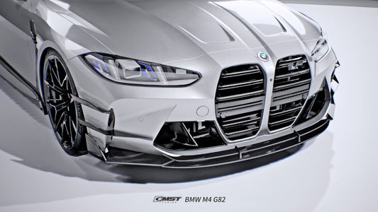 BMW M3CS M3C M3 G80 G81 2021-ON & M4CS M4C M4 G82 G83 2021-ON with Aftermarket Parts - V2 Style Front Lip Dry Pre-preg Carbon Fiber / FRP from CMST Tuning