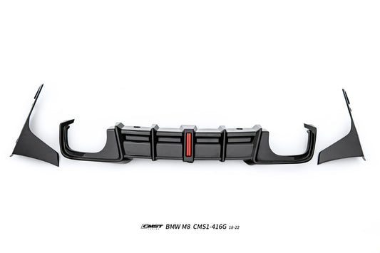 BMW M8 M8C F91 F92 F93 2019-ON with Aftermarket Parts - Rear Diffuser & Canards Dry Pre-preg Carbon Fiber / FRP from CMST Tuning