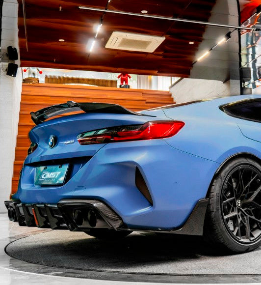 BMW M8 M8C F91 F92 F93 2019-ON with Aftermarket Parts - Rear Diffuser & Canards Dry Pre-preg Carbon Fiber / FRP from CMST Tuning