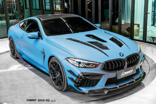 BMW M8 M8C F91 F92 F93 2019-ON with Aftermarket Parts - Front Bumper Canards Dry Pre-preg Carbon Fiber / FRP from CMST Tuning